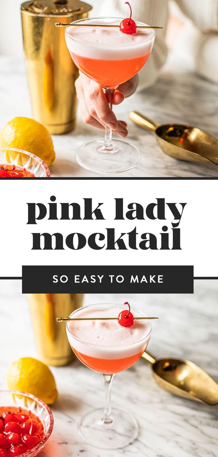 the pink lady cocktail is ready to be served