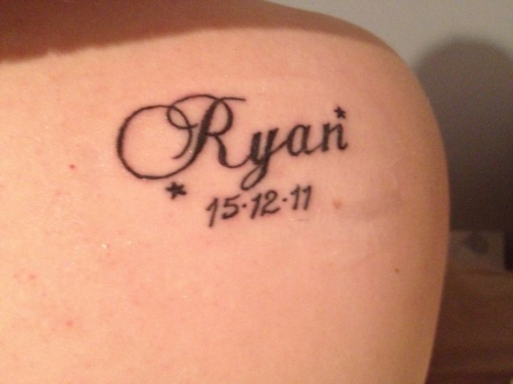 a close up of a person's arm with a tattoo on it that says ryan