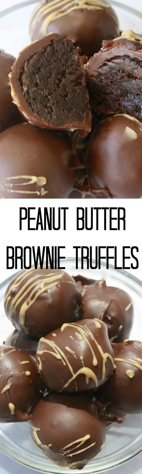 chocolate peanut butter brownie truffles on a plate with the words, peanut butter brownie truffles