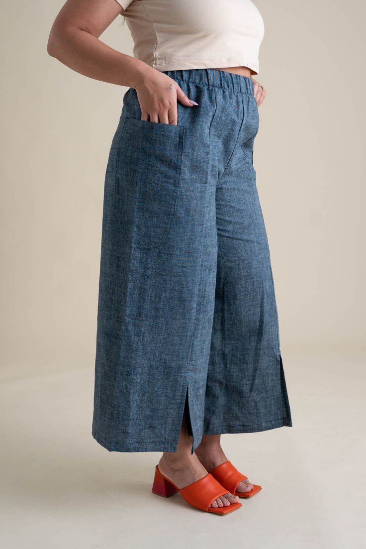 Born from the desire to eliminate waste in our production. Our Zero Waste Pant design allows for a pocket to be nested into the pant leg pattern pieces. Made from yarn-dyed 55% hemp / 45% organic cotton blend that feels softer with washing. The selvage left over from this process is used to create our Zero Waste Bag. Barcelona Dress, Pant Design, Thermal Top, Pattern Pieces, Pants Design, Left Over, Sustainable Clothing, Bike Shorts, Yarn Dyeing