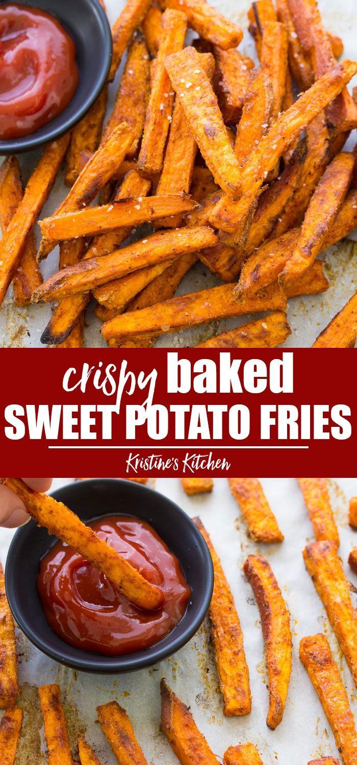 crispy baked sweet potato fries with ketchup