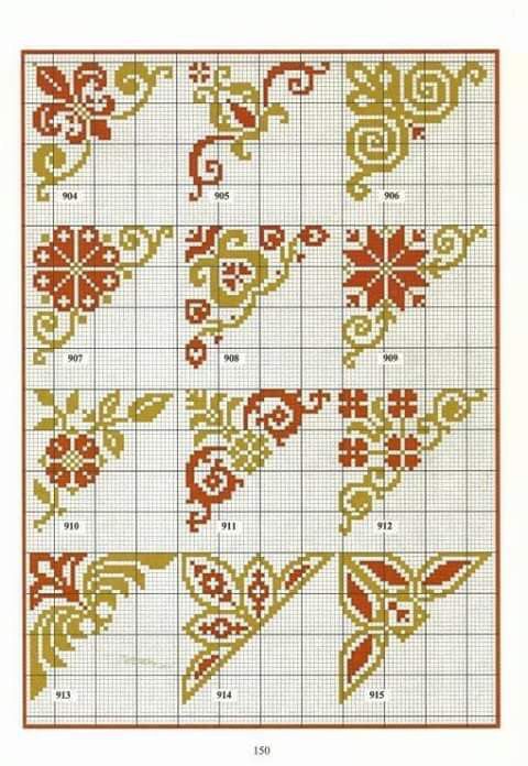 a cross stitch pattern with flowers and leaves on the bottom, in orange and yellow