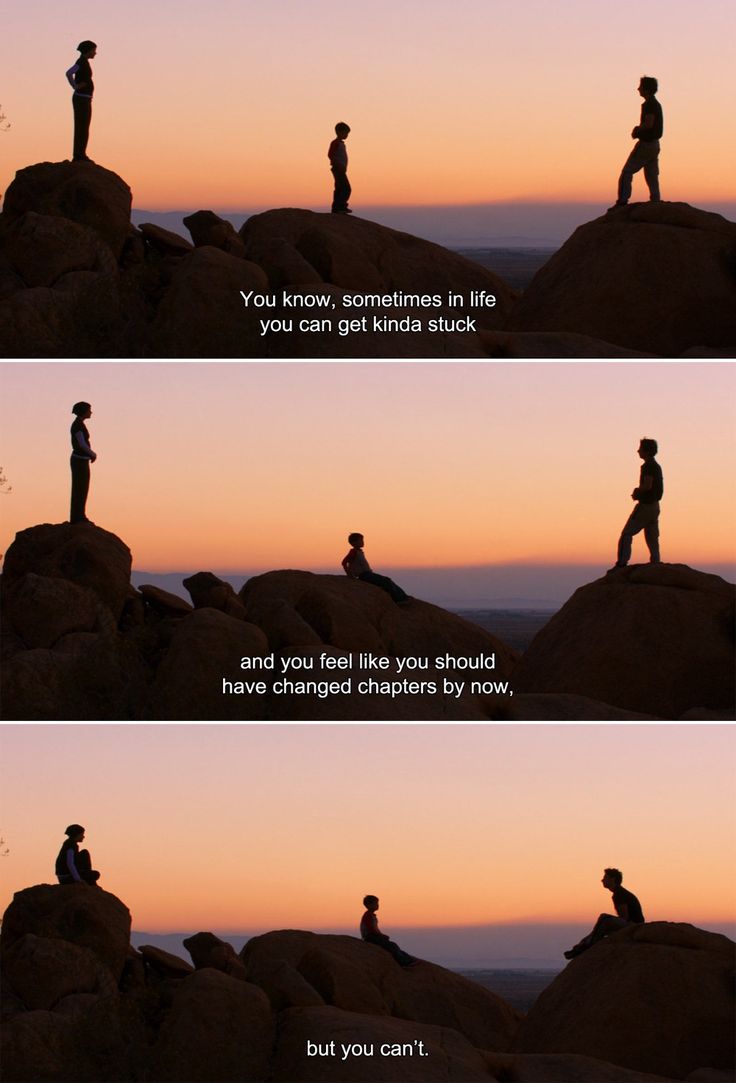 two people standing on top of a rock next to each other with the words you know, sometimes in life you can get kinda stuck and you feel like you should have changed characters by now