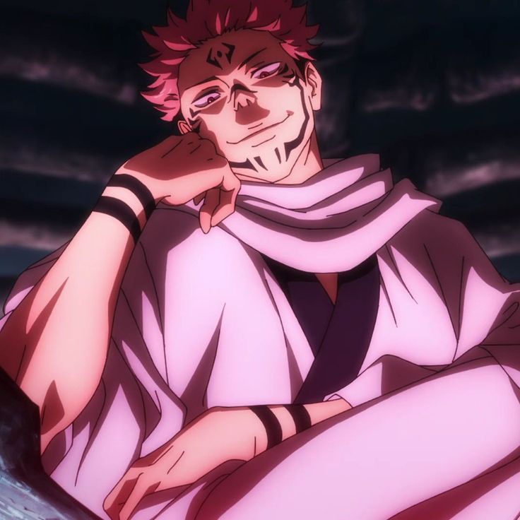 an anime character sitting in the water with his hand on his chin