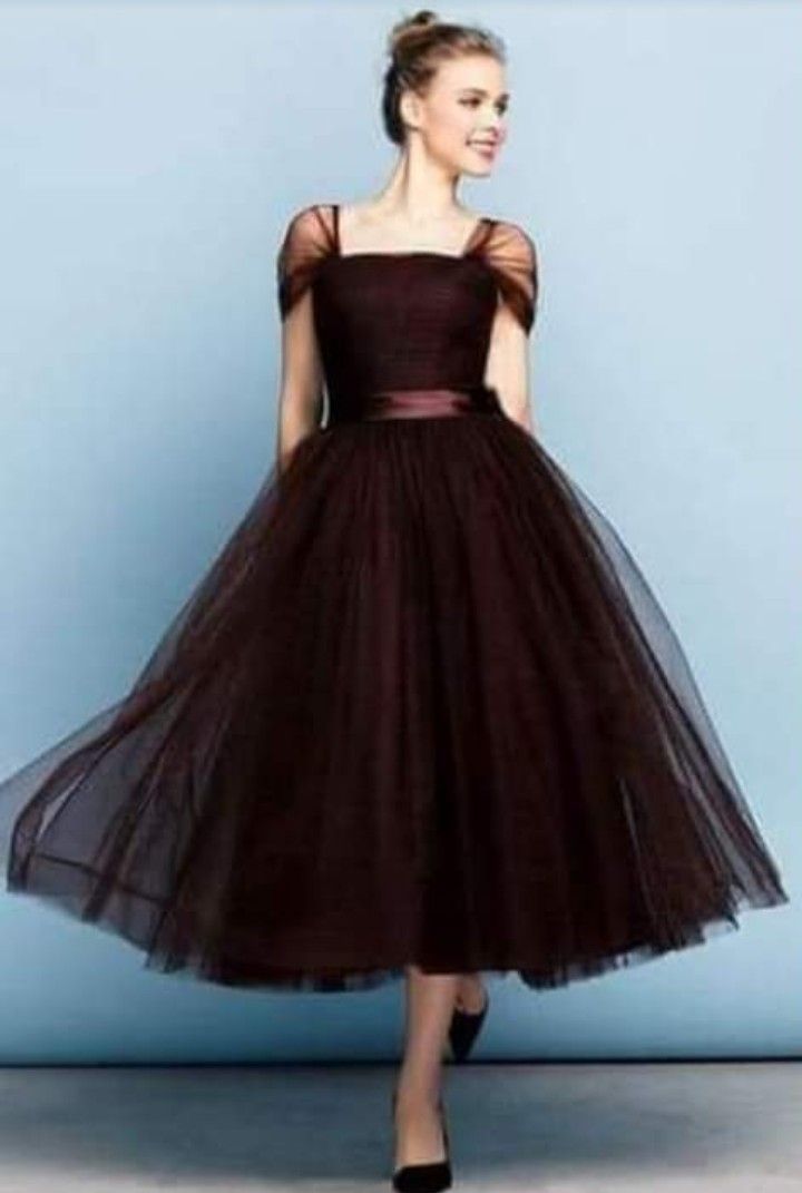 Petite Ball Gown, Formal Evening Dresses Plus Size, Gaun Tulle, Tea Length Tulle, Simple Frock Design, Long Gown Design, Simple Frocks, Gaun Fashion, Frock For Women