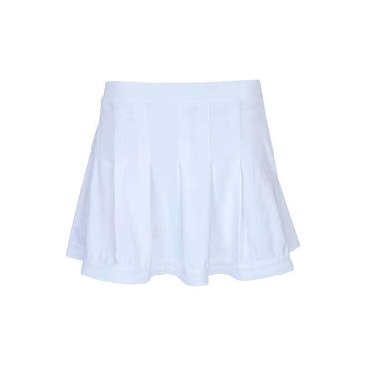 Our best-selling skort now reimagined! Fashionably functional and classically designed, our new all white Pleated Skort makes for the perfect addition to your racquet sport wardrobe. Crafted with our new suplex performance fabric, this 14" skort is complete with built-in compression shorts, pockets, and timeless pleats. Style with the matching Track Top for a look that is as sophisticated as it is athletic. Vintage Tennis, Pickle Ball, Tennis Fashion, Tennis Shirts, Tennis Skort, Racquet Sports, Womens Tennis, Compression Shorts, Feminine Design