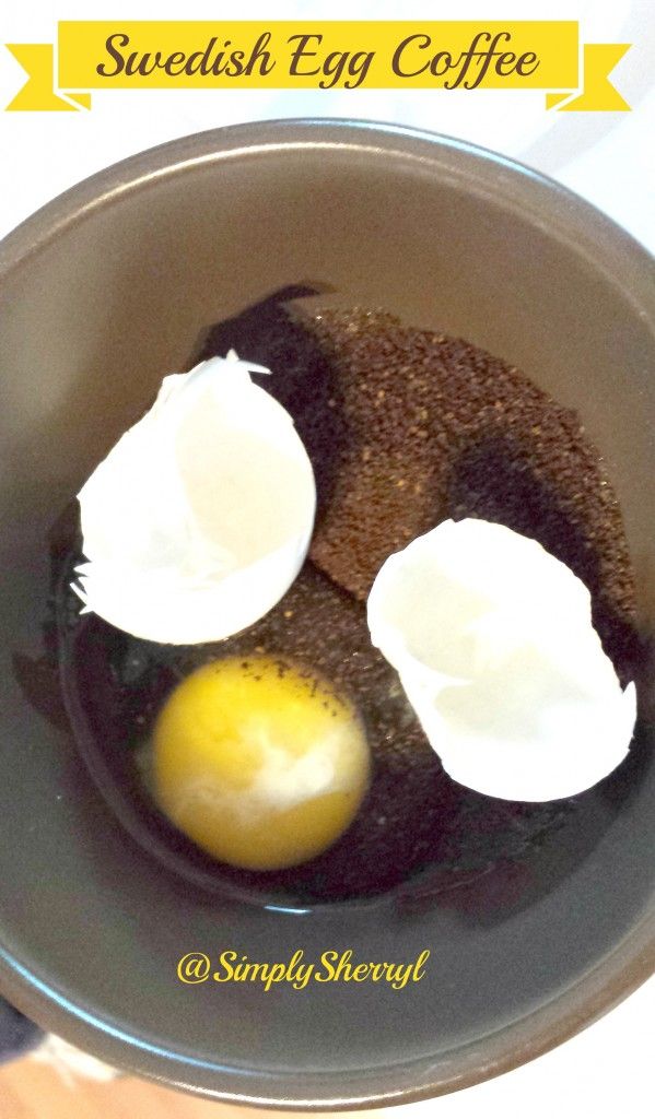 two boiled eggs are in a bowl on a table with the words swedish egg coffee