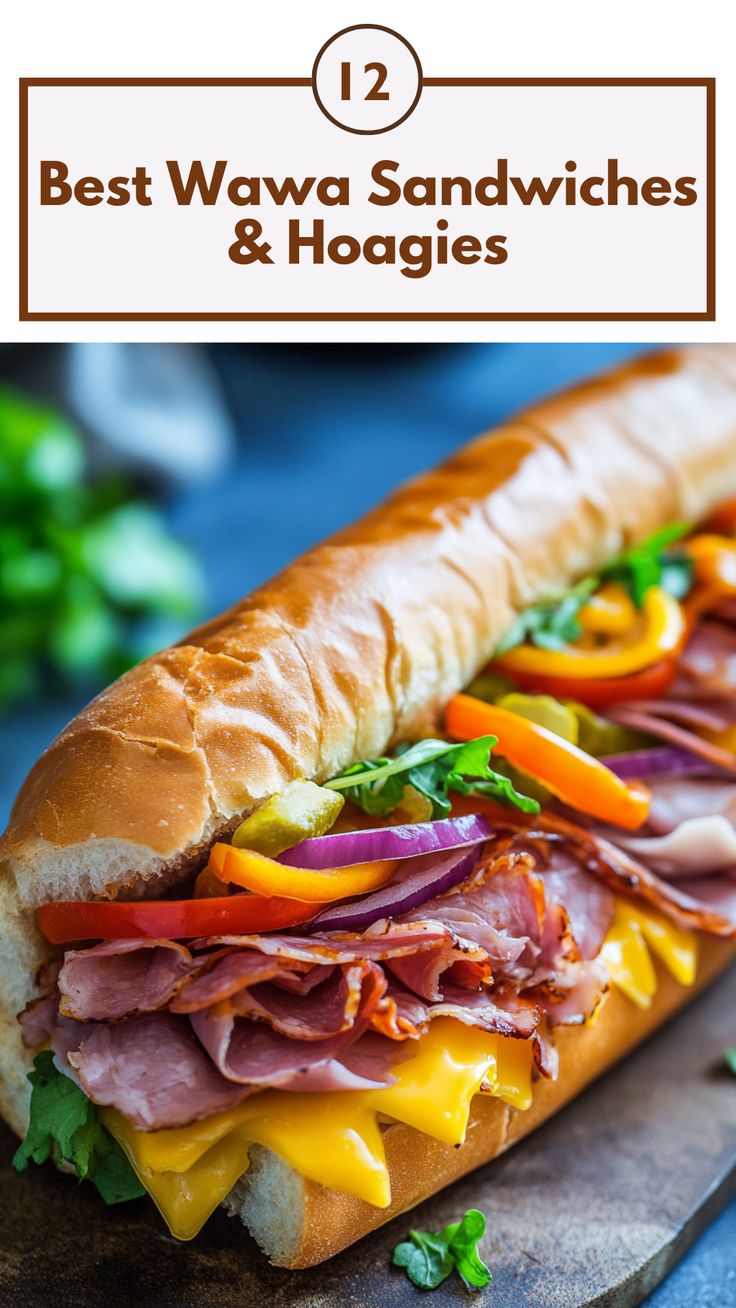 A close-up of a delicious Wawa hoagie filled with fresh ingredients, showcasing a savory combination of meats, cheeses, and vegetables. Hoagies Sandwich, Hoagie Recipes, Asian Sandwiches, Hoagie Sandwiches, Applewood Bacon, Breaded Chicken Tenders, Meatball Sandwich, Classic Sandwich, Blt Sandwich