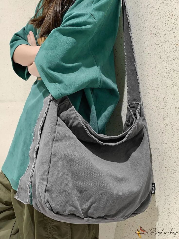 Bird in Bag - Canvas Hobo Bag with Zipper Casual Shoulder Bucket Bag With Zipper, Everyday Hobo Bag With Zipper Closure, Casual Crossbody Bucket Bag With Zipper, Casual Crossbody Bucket Bag With Zipper Closure, Solid Color Hobo Bag With Zipper For Travel, Trendy Hobo Tote Bag With Zipper Closure, Solid Hobo Bag With Zipper Closure For Travel, Trendy Hobo Bag Tote With Zipper Closure, Trendy Hobo Bag With Zipper Closure