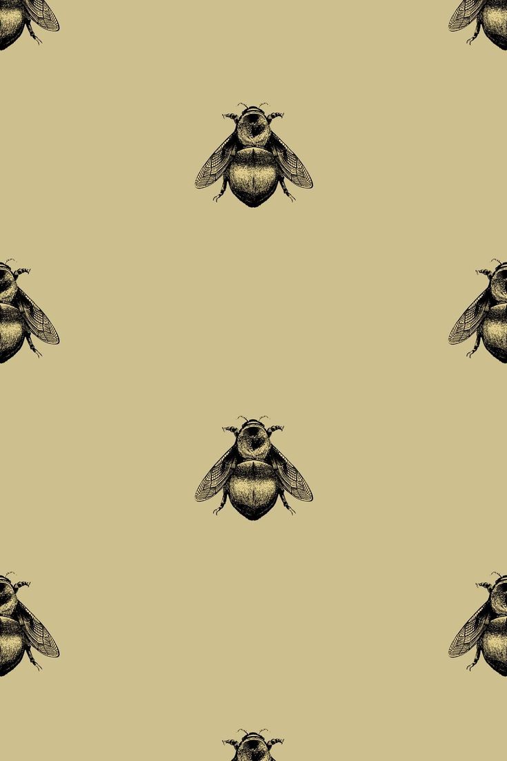 a black and yellow bee pattern on a beige background, with the image of a bum