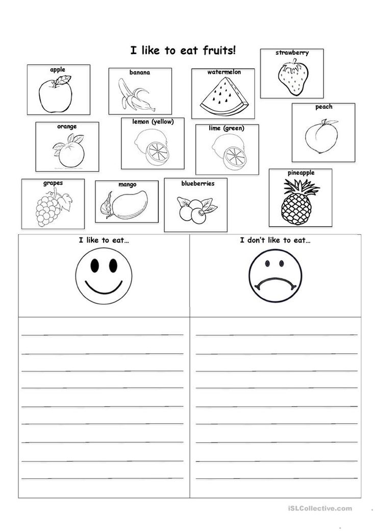 fruit and vegetables worksheet for kids to practice their language, spelling and writing