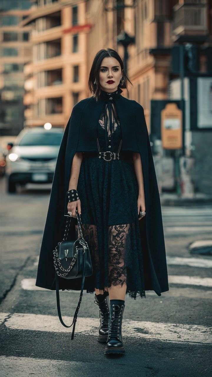 Goth Fall Outfits, Witchy Outfits, Edgy Fashion Chic, Gothic Elegance, Corporate Goth, Fall Ootd, Goth Outfit, Witchy Fashion, Witch Outfit