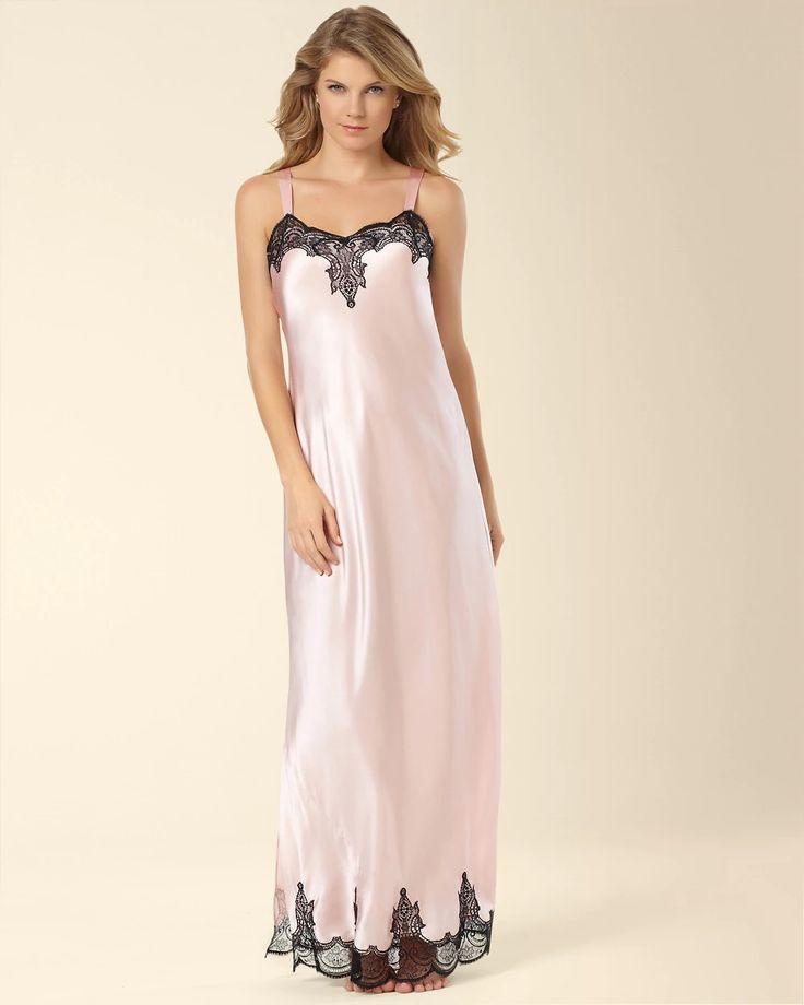 Long Silk Nightgown Sugar Pink - Soma Night Gowns For Women, Long Silk Nightgown, Beautiful Nightgown, Nightgown And Robe, Silk Chemise, Night Gowns, Peignoir Sets, Gowns For Women, Silk Nightgown