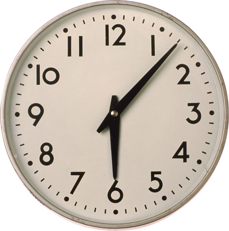 a white clock with black hands and numbers on the face is shown against a white background