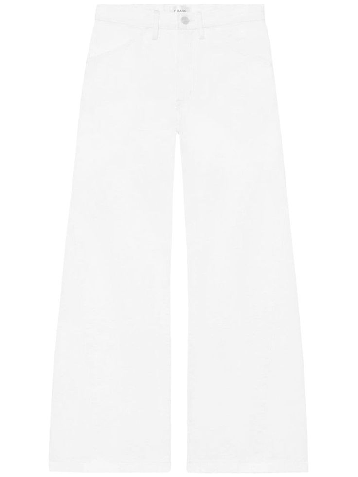 white cotton denim front button and zip fastening belt loops two side inset pockets two rear patch pockets wide leg high-waisted Wardrobe Edit, Yoko London, Jeans White, Boots Fall, Exclusive Fashion, Wide Leg Denim, Ballet Flat Shoes, White Pants, Lady Dior