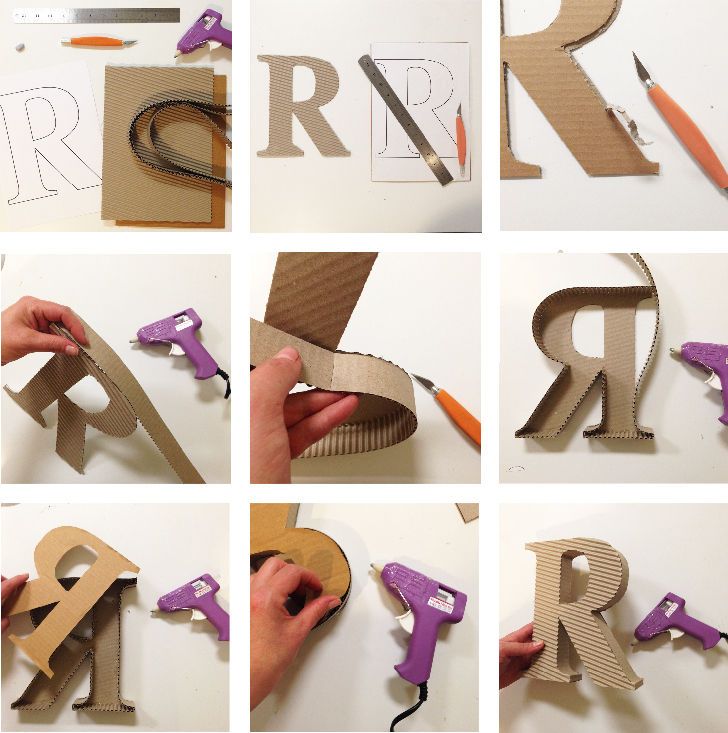 the letters are made out of cardboard and glue