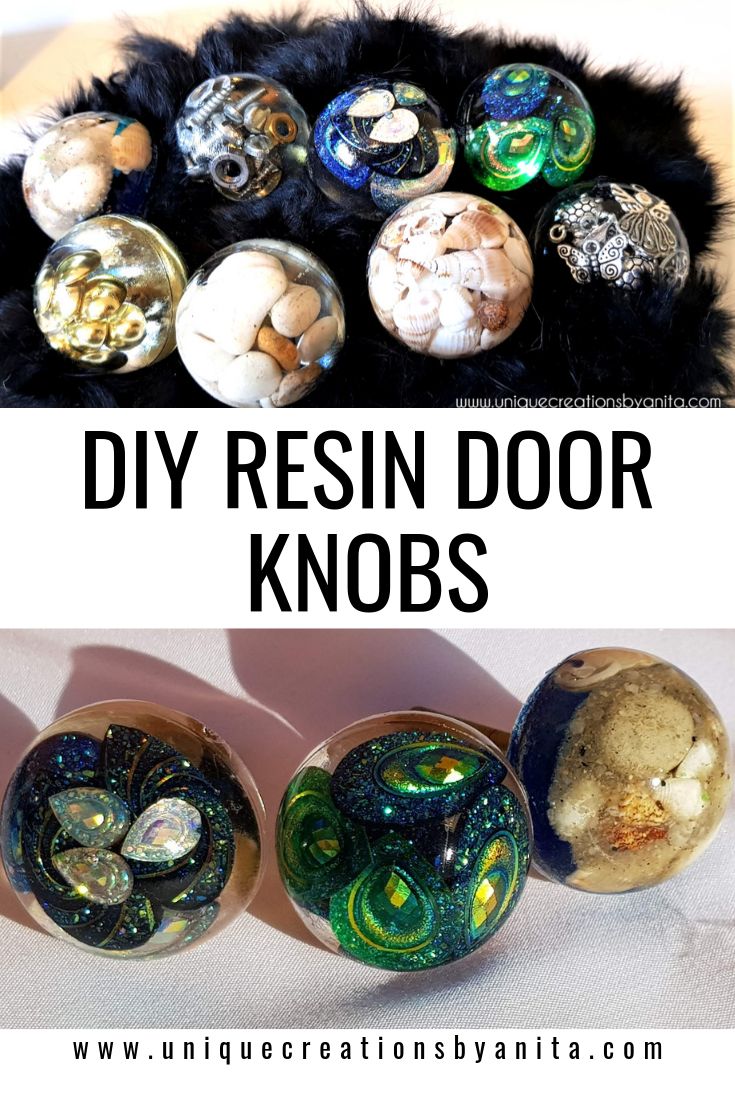 an assortment of diy resinon knobs with text overlay