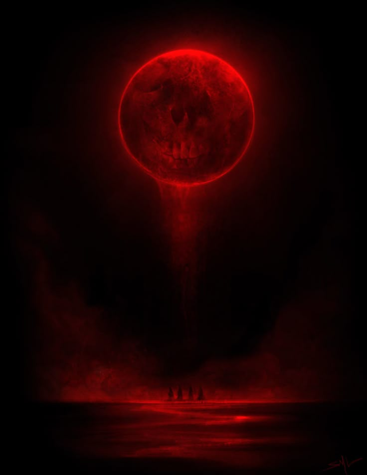 a red object in the middle of a black background