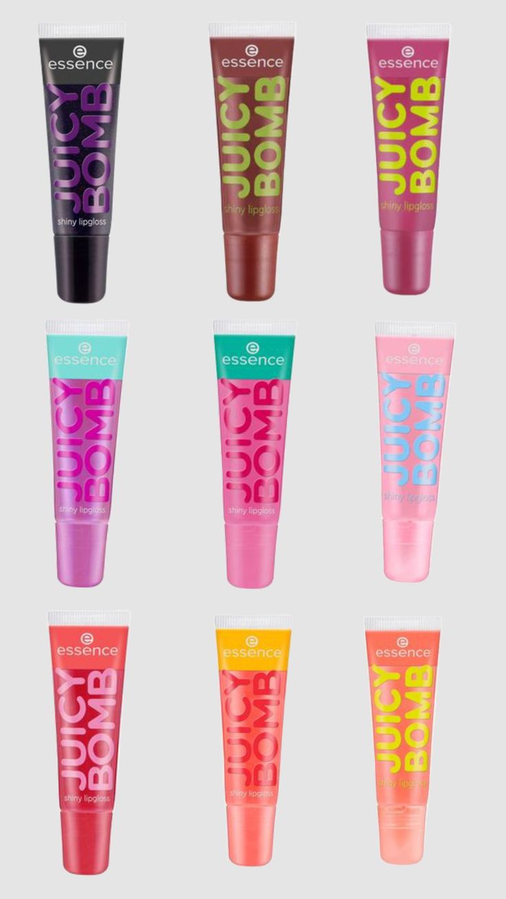 Essence juicy bombs! #essence #lipgloss #preppy #essencemakeup #juicybomb #essencecosmetics #lipcare #lipproducts Juicy Boom Essence, Essence Lipgloss, Essence Juicy, Juicy Bomb, Juicy Tubes, Paper Toy Printable, Lip Oils, Essence Makeup, Quad Exercises