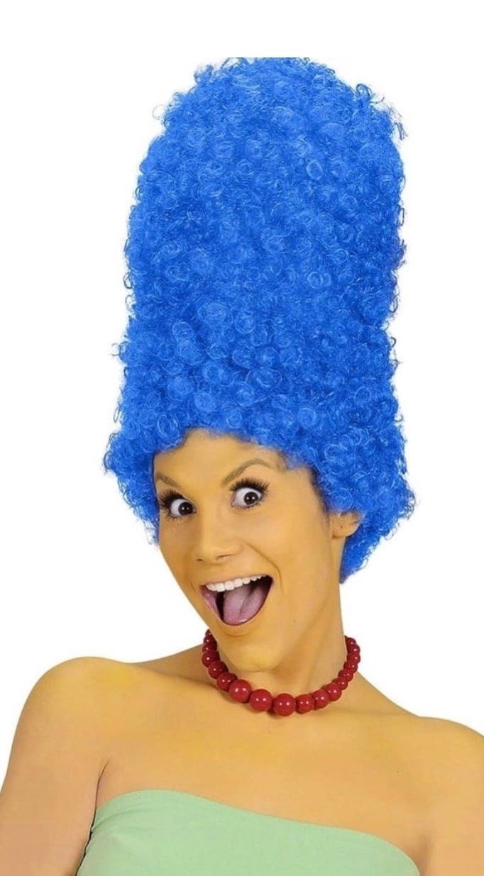 Blue Marge Simpson  90's s Retro look Beehive Hair full cap wig  Arrives NEW Synthetic  Color:Blue  Great for cosplay and performance stage looks  Occassions：Halloween,Cosplay,Costume,Anime ,concerts,theme parties ect Handmade ✅ Mixed Girl Hairstyles, Beehive Hair, Marge Simpson, Anime Wigs, Micro Braids, 60s Retro, Anime Cosplay Costumes, Beautiful Wigs, Black Wig