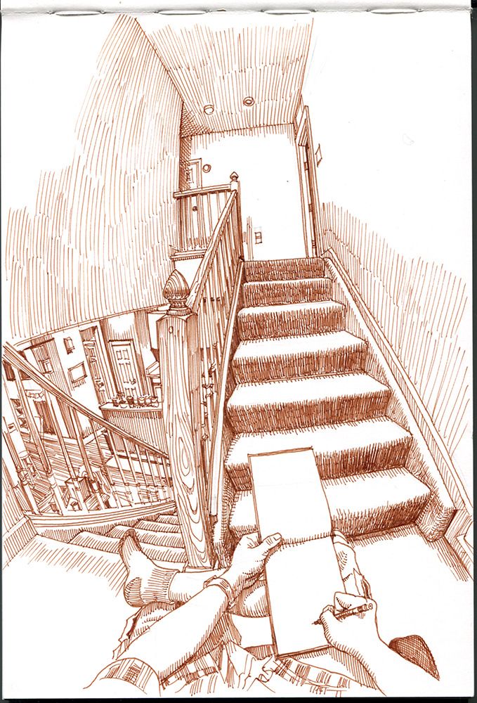 this is a drawing of stairs in a house