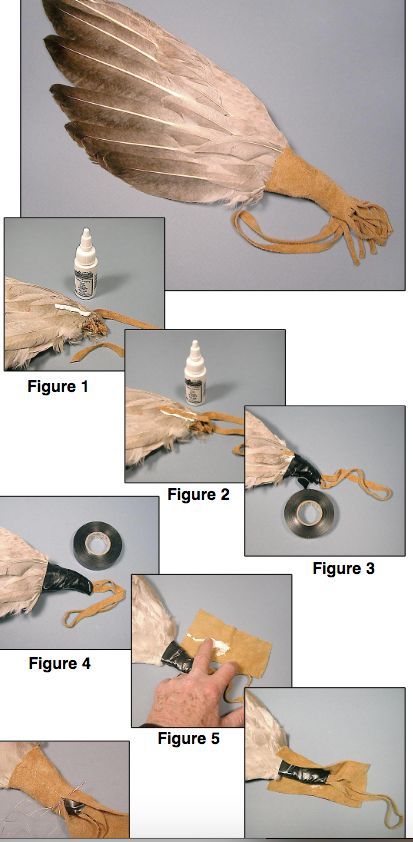 the instructions for how to make an eagle's tail with feathers and leather straps