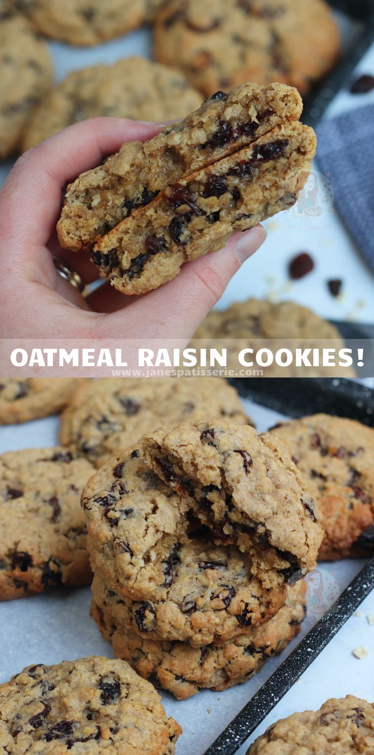 oatmeal raisin cookies with chocolate chips on the top and in the middle