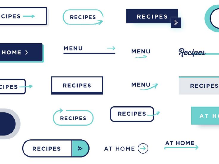 a bunch of different types of menus on a white background with blue and green lettering