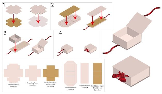 how to make an origami box with ribbon and bow step by step instructions