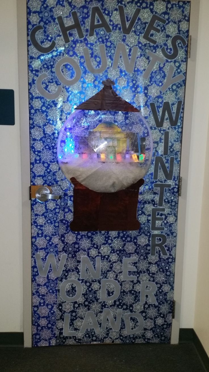 there is a snow globe on the door