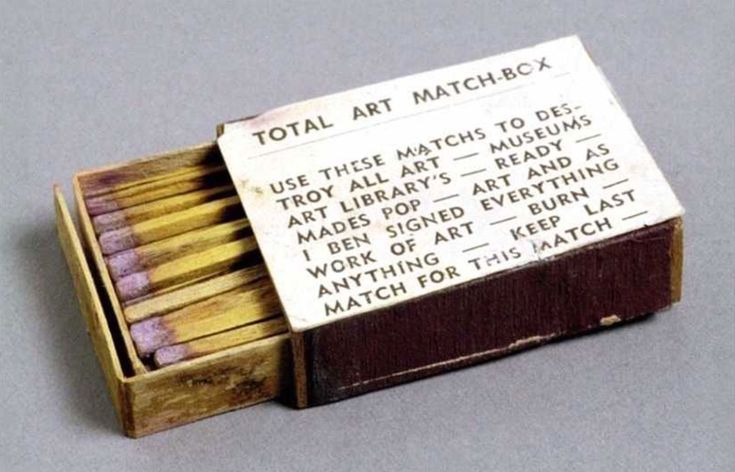 matchbox with matches in it that reads total art match -ca use these matches to die