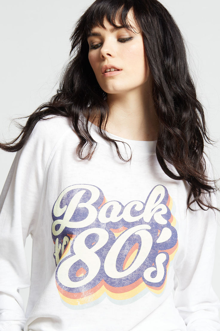 We're kickin' it old school with this retro style sweatshirt. Featuring "Back to 80s" verbiage with retro inspired colors and a distressed look for the perfect vintage aesthetic. Made with soft vintage washed fabric, ribbed hems, a crew neckline, and a comfy oversized fit. Sundance Clothing, 80s Sweatshirt, Casual Blouse Shirts, Back To The 80's, Tank Bodysuit, Style Sweatshirt, Crop Blazer, The 80's, Denim Shoes