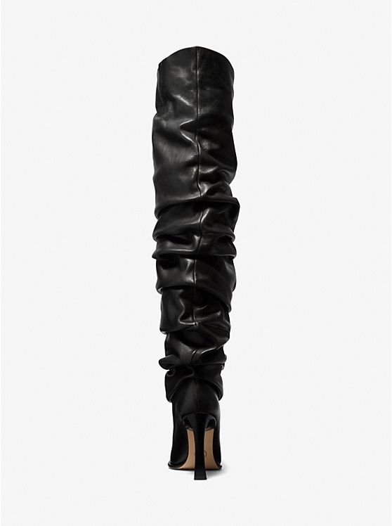 Kelsea Leather Slouchy Boot | Michael Kors Leather Over-the-knee Platform Boots For Fall, Wide Calf Thigh High Leather Heeled Boots, Leather Thigh High Boots With Wide Calf Fit, Modern Leather Thigh High Heeled Boots, Thigh High Leather Heeled Boots For Wide Calves, Modern Thigh High Leather Heeled Boots, Modern Thigh-high Leather Heeled Boots, Trendy Leather Over-the-knee Platform Boots, Fitted Leather Platform Boots For Night Out