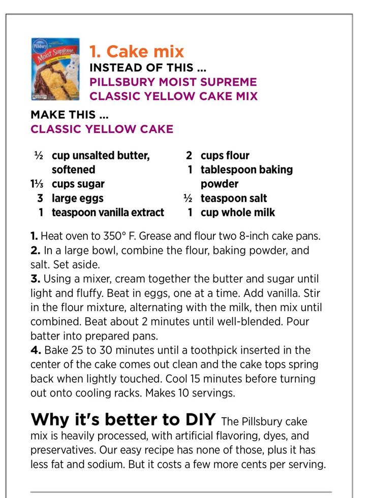 a recipe for cake mix with instructions on how to make it