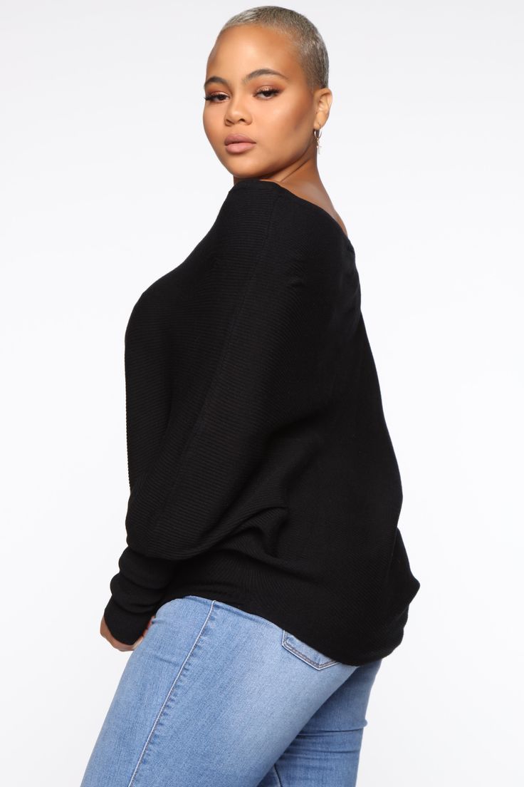 Available In Burgundy, Grey, And Black Off Shoulder Dolman Sleeves 65% Viscose 35% Acrylic Imported | Karly Sweater in Black size X-Small by Fashion Nova Black V-neck Long Sleeve Top For Fall, Black Ribbed V-neck Long Sleeve Sweater, Black Long Sleeve V-neck Sweater For Layering, Trendy Black V-neck Sweater For Fall, Black Long Sleeve V-neck Sweater Trendy, Fall Batwing Sleeve Tops For Workwear, Trendy Textured Knit Long Sleeve Tops, Chic Long Sleeve V-neck Sweater With Ribbed Neckline, Winter Crew Neck Tops For Night Out