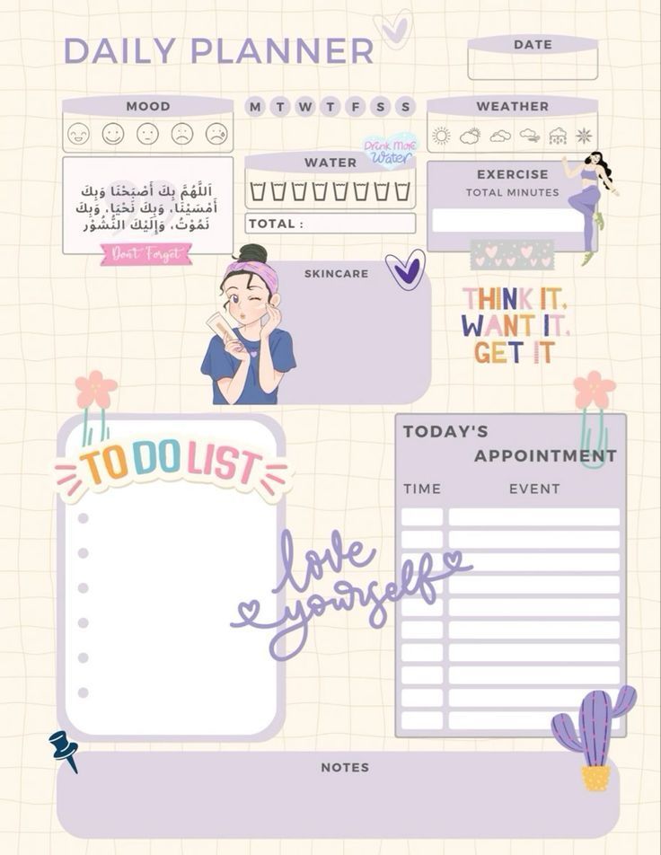 the daily planner is filled with notes, reminders and other things to do on it