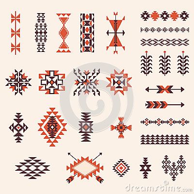 Native american navajo aztec pattern vector set Navajo Pattern, Muster Tattoos, Native American Patterns, Native American Symbols, American Symbols, Indian Patterns, Native American Design, Native Design, Pattern Tattoo