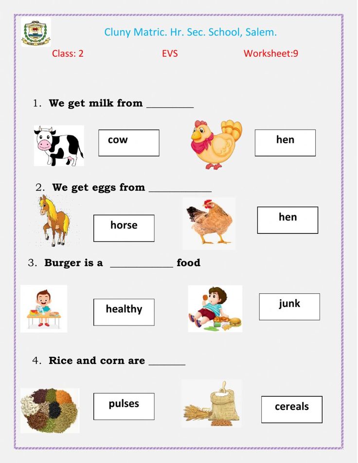 a worksheet with pictures of farm animals