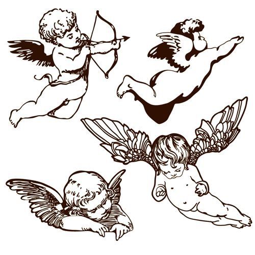 three cherubs with bows and arrows