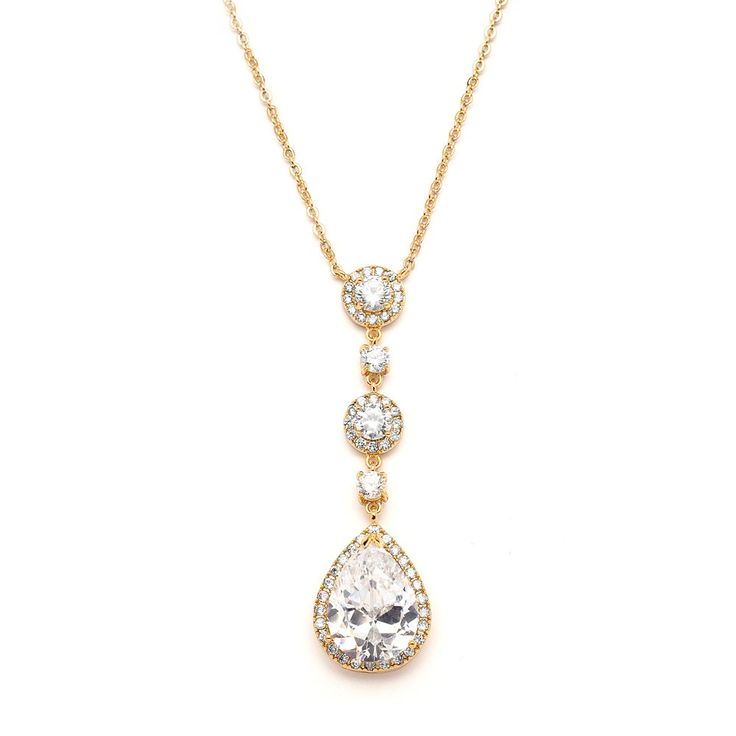 PRICES MAY VARY. LUXURY STYLE: Mariell Cubic Zirconia Y-style Gold Pendant Necklace for Bridal or Special Occasion, Features a Plunging Bold Teardrop with Round-Cut Halos, ChainGenuine 14 K Gold Plating with the Look of Fine Jewelry PERFECT SIZE: Dramatic Pendant Measures 2 1/4" High, Length is Adjustable 16"- 19" on Gold Head-Turning Statement Necklace for Yourself or For Impressive Gift-Giving QUALITY DESIGN: Finest Quality Cubic Zirconia for Diamond-like Brilliance, Gorgeous Wedding Jewelry f Mother Of The Groom Jewelry, Groom Jewelry, Bridal Necklaces, Gold Necklace Wedding, Gold Bridal Necklace, Rose Gold Pendant Necklace, Wedding Pendant, Drop Pendant Necklace, Gold Necklace Women