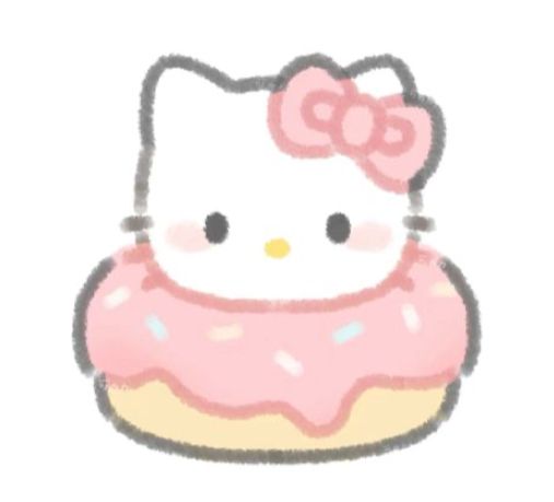 an image of a hello kitty cupcake with pink frosting and sprinkles