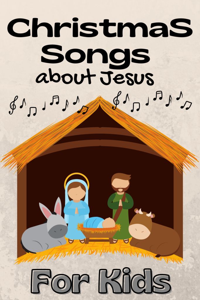 christmas songs about jesus for kids with the nativity scene in the mangeroom