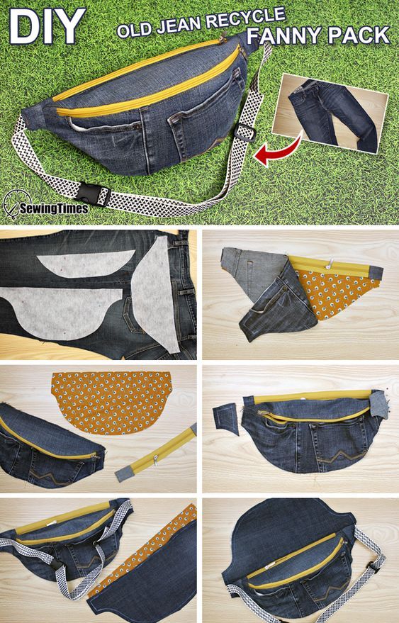 how to make an old jean recycle fanny bag