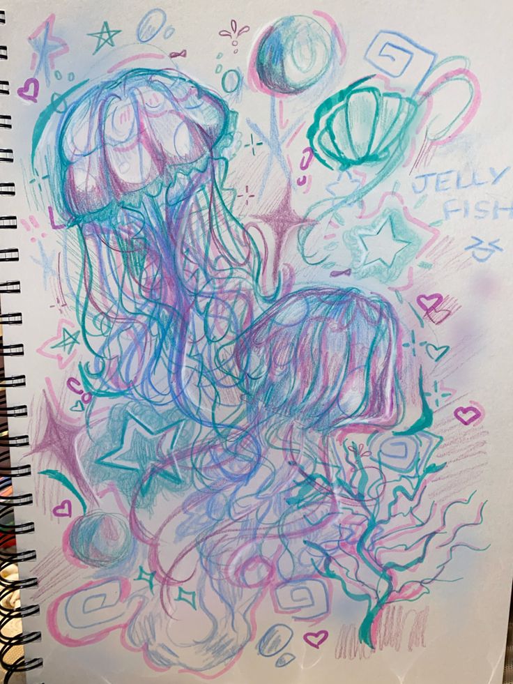 a drawing of a jellyfish on a piece of paper