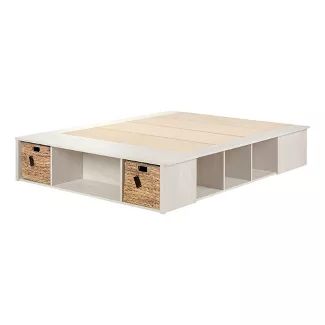 a white table with two drawers underneath it