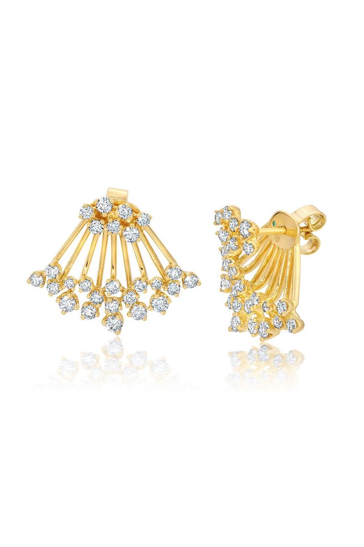 GRAZIELA-Diamond Açaí Earrings-YELLOW GOLD Luxury Yellow Gold Diamond Linear Earrings, Graff Yellow Diamond Earrings, Gia Certified Yellow Gold Pear-shaped Jewelry, Pierced Yellow Gold-plated Chandelier Earrings, Yellow Gold Star-shaped Cubic Zirconia Earrings, Diamonds, Yellow Gold, Yellow, Gold