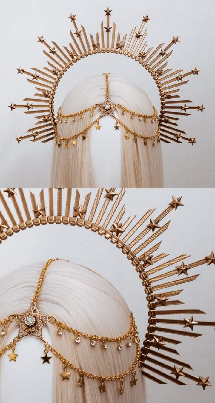 Head Crowns Headpieces, Crown On Head Drawing Reference, Headdress Ideas Diy, Diy Headpiece Costume, Head Dress Headpieces, Queen Makeup Looks, Diy Tiaras And Crowns, Carbickova Crowns, Headdress Drawing