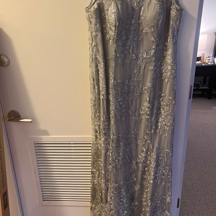 Long Sleeveless Evening Gown. Gorgeous Design. Worn One Time Only. Like Brand New. The Color Is Silver/Gray. Great To Add To Your Evening Collection Wear. The Size Is 18. Gorgeous Design, One Time, Evening Gown, Evening Gowns, Womens Dresses, Brand New, Grey, Silver, Women Shopping