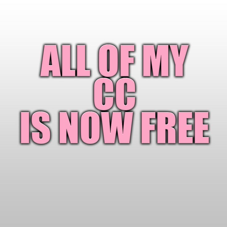 the words all of my cc is now free are shown in pink and white letters