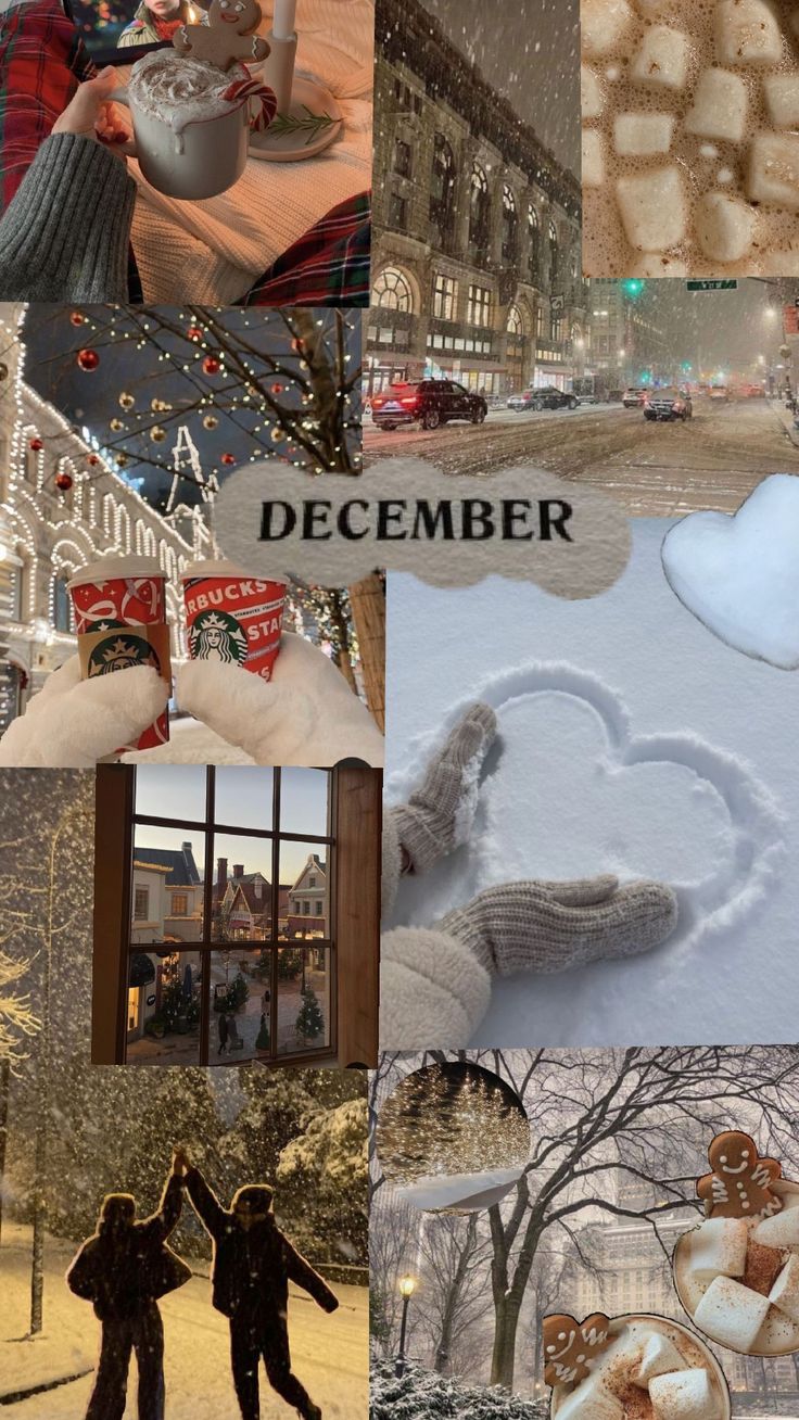 a collage of photos with people and snow